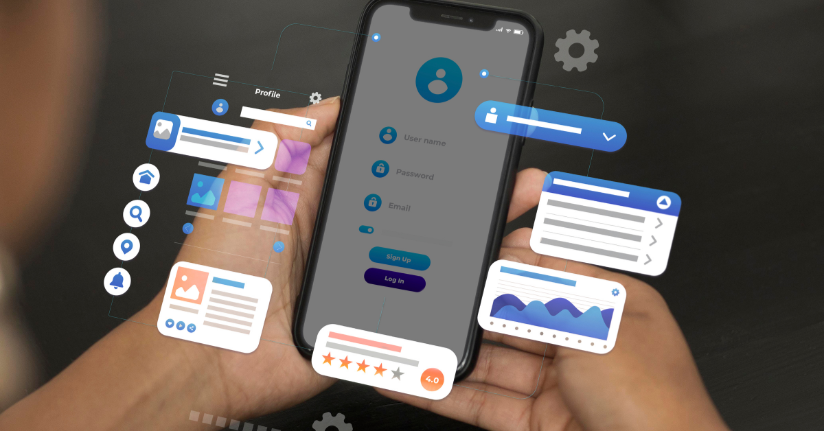 Mobile app development user interface design.