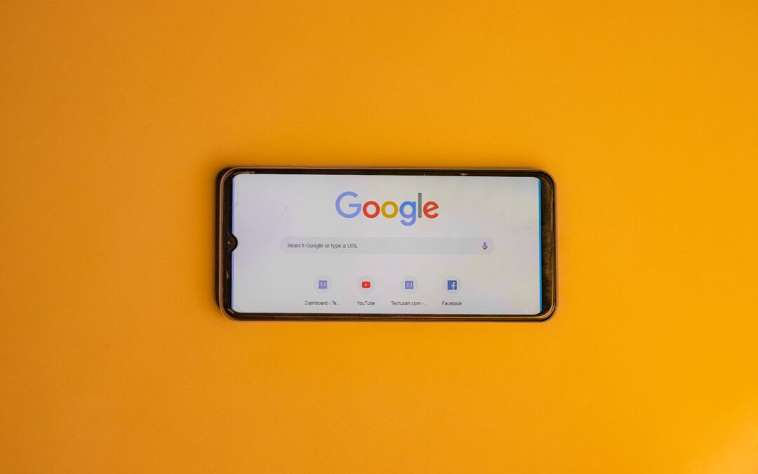 Mobile phone displaying Google search