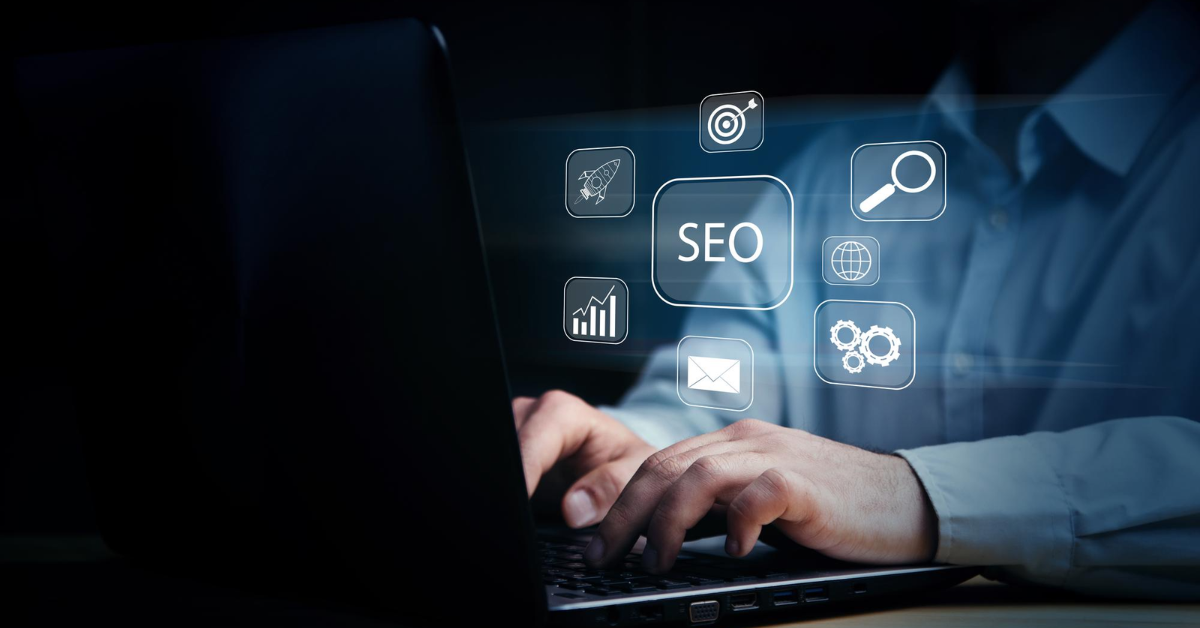 Person working on SEO using a laptop