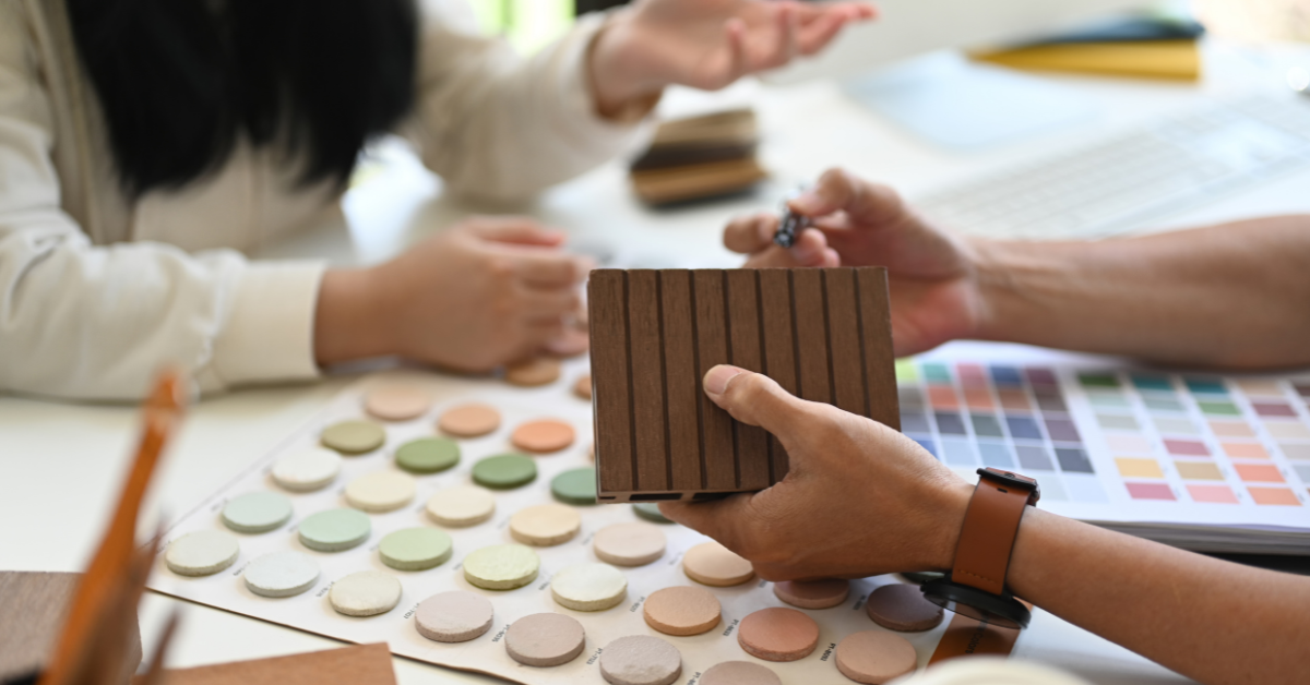 Creative team developing brand guidelines and visual identity.