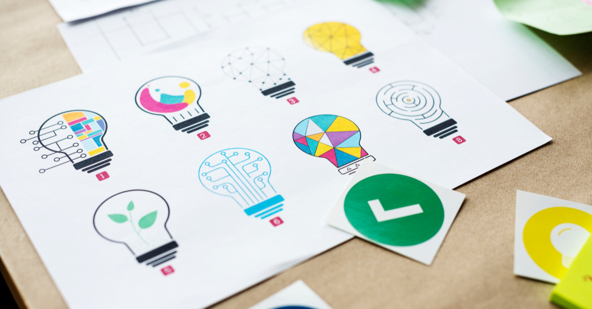 Developing logo concepts when creating brand guidelines.