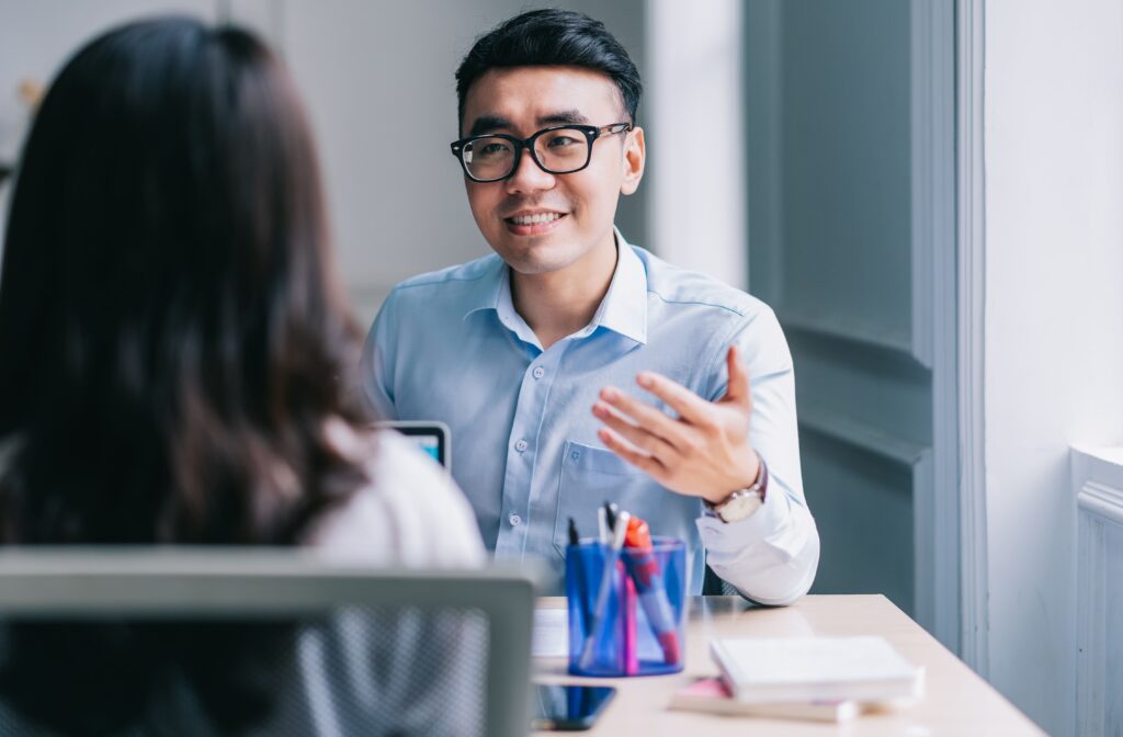 Two businesspeople working in an office